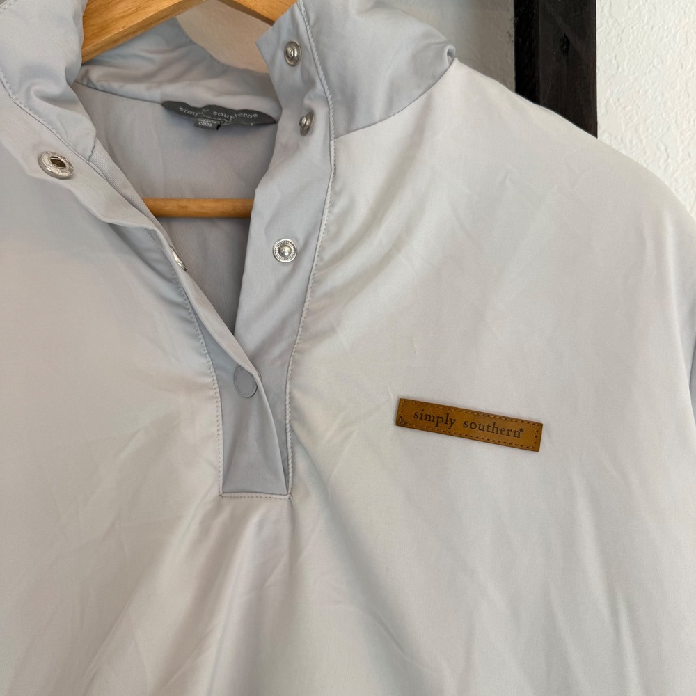 Simply Southern Colorblock Pullover Anorak Jacket Women's Size L Light Gray - Picture 3 of 8